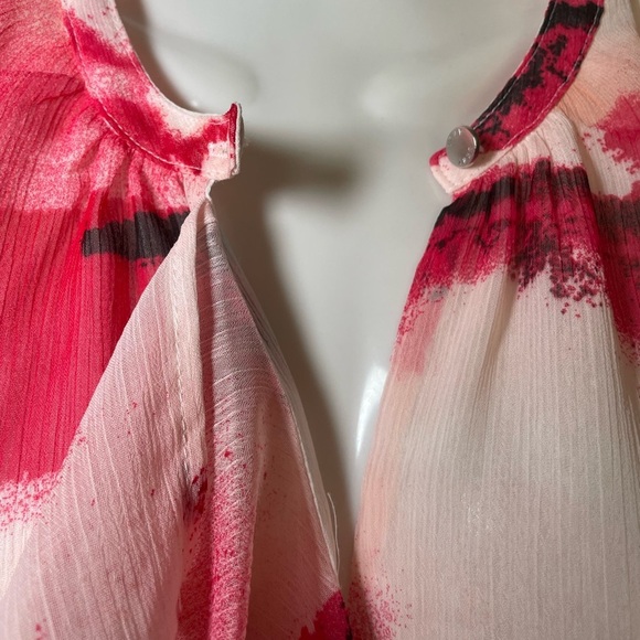 DKNY Women's Ruffled Cap Sleeve Top sz L - Picture 3 of 14